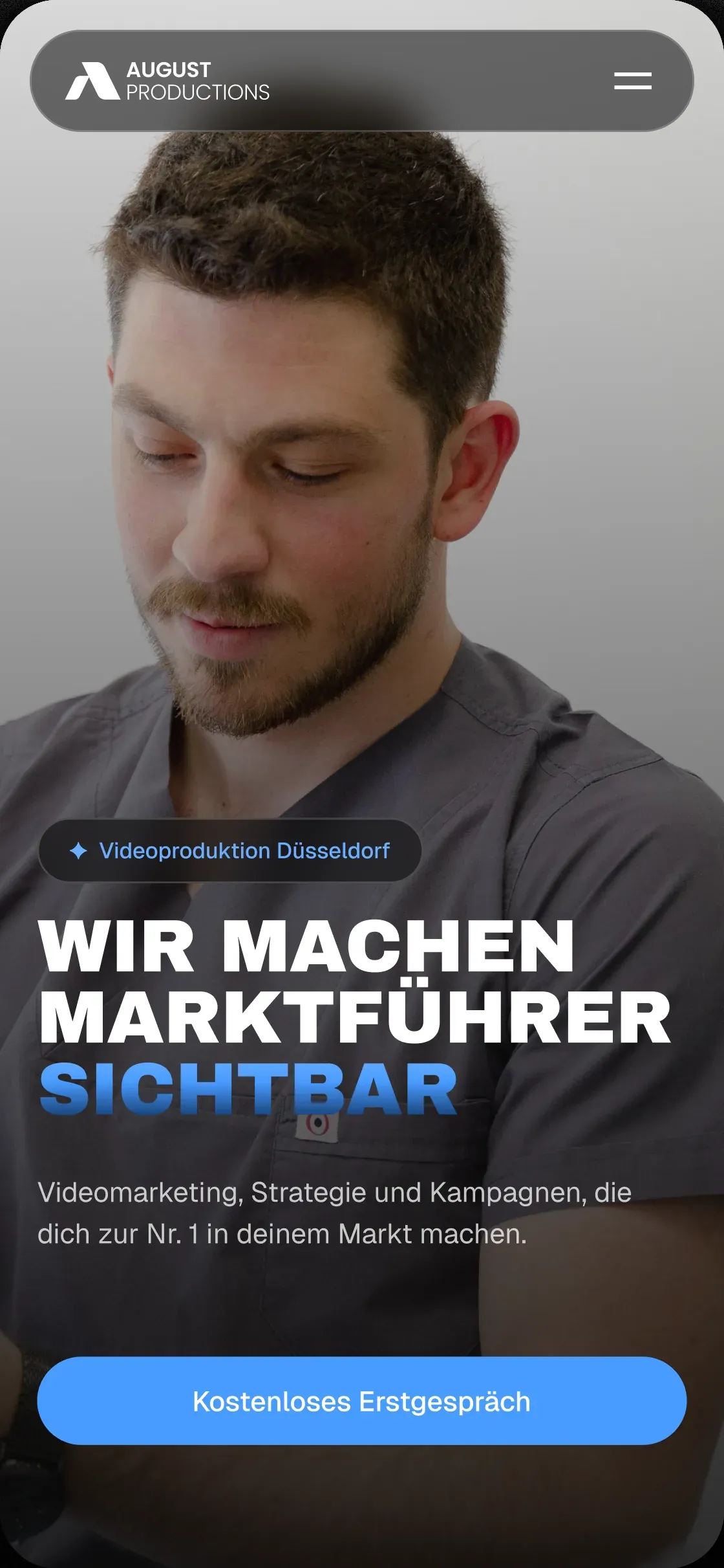 Mobile Startseite von August Productions: „Wir machen Marktführer sichtbar“