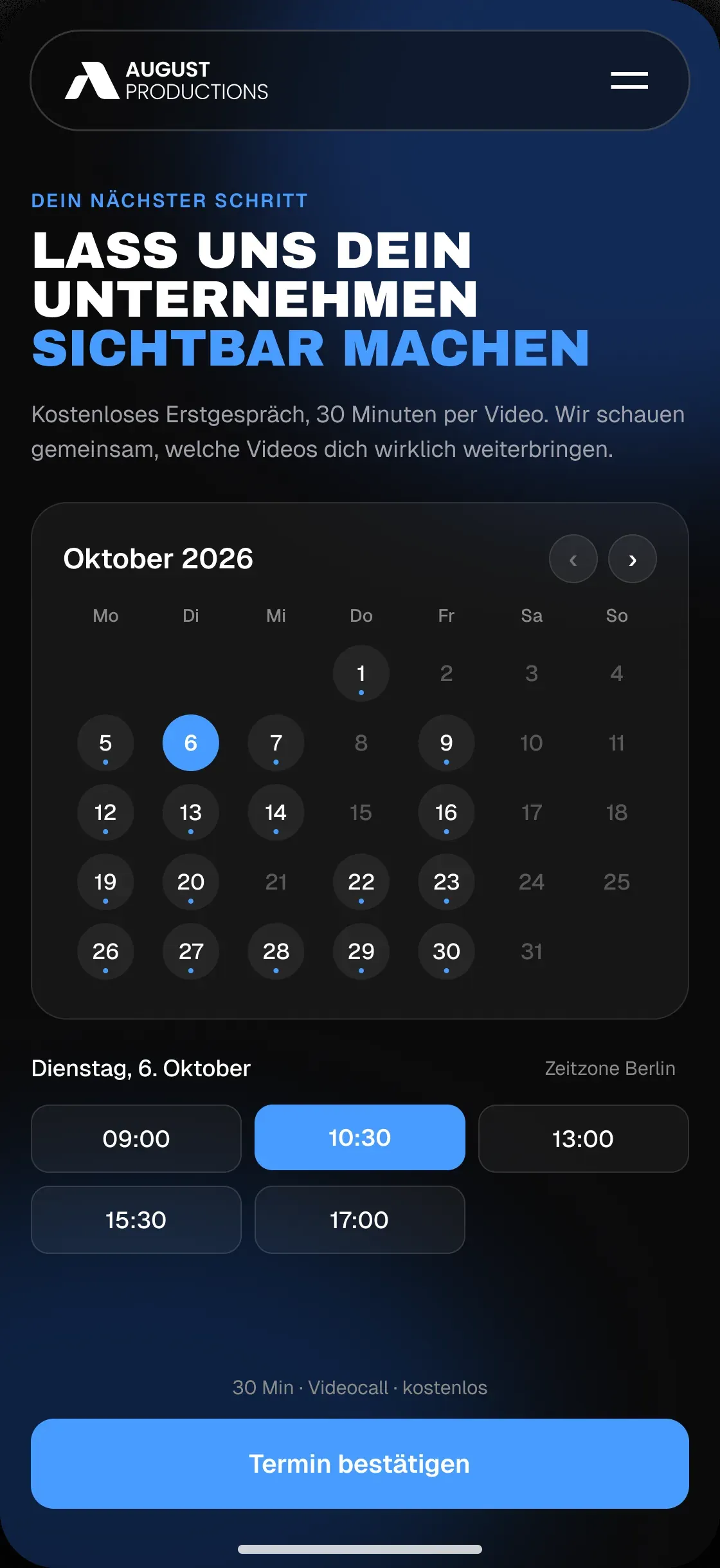 Terminbuchung für das kostenlose Erstgespräch auf dem Handy (illustrativ)