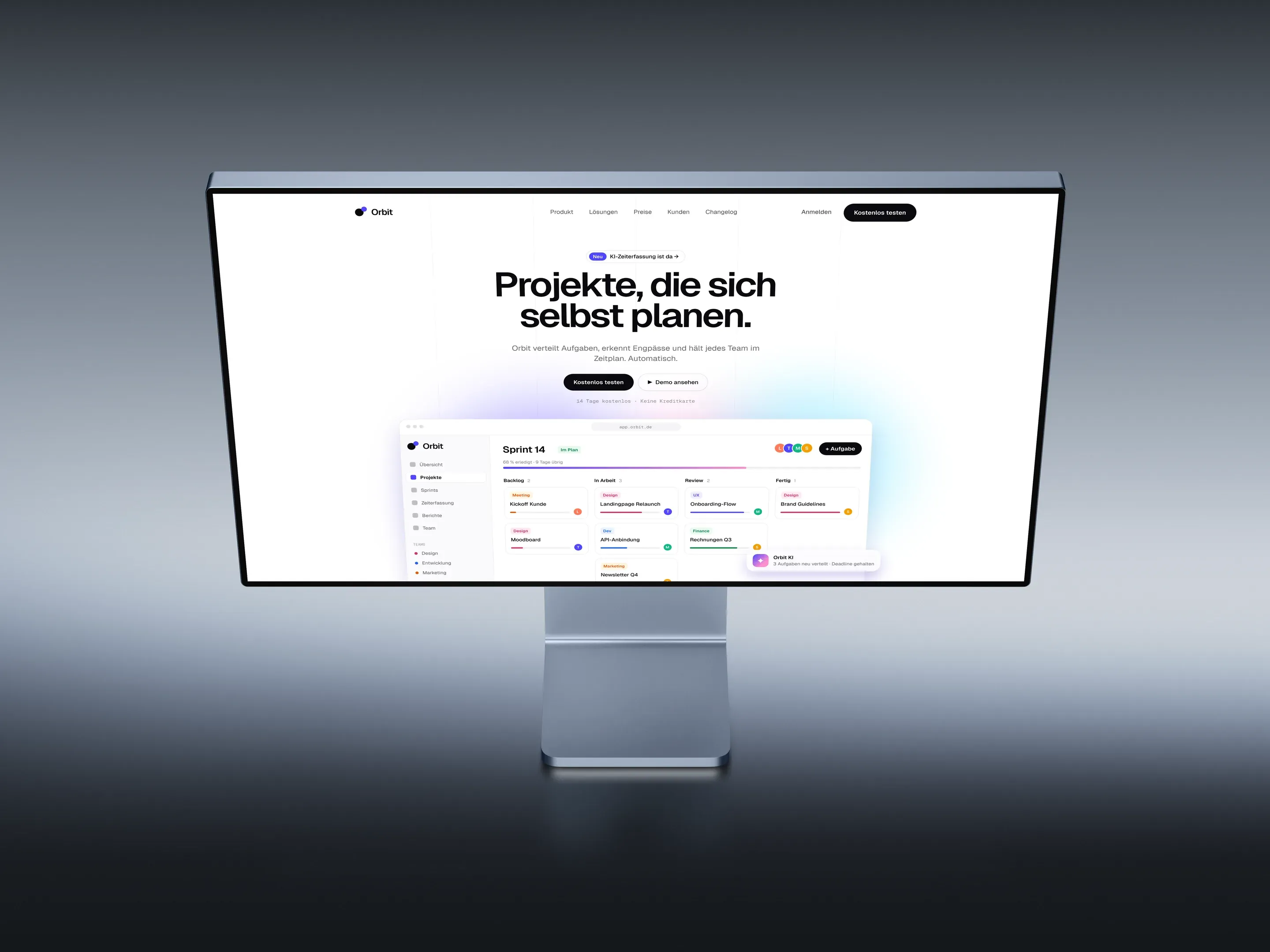 Website einer Software-Firma auf einem iMac